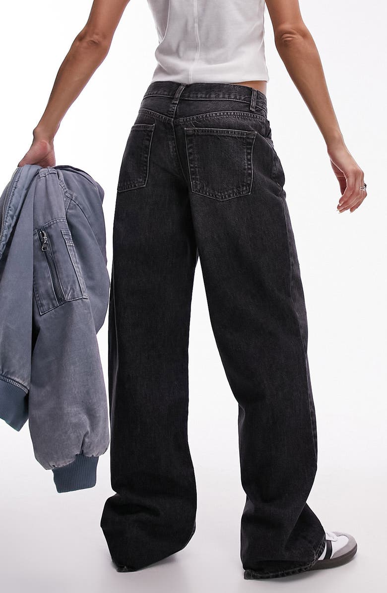 Topshop Ember Low Rise Wide Leg Jeans, Alternate, color, Black