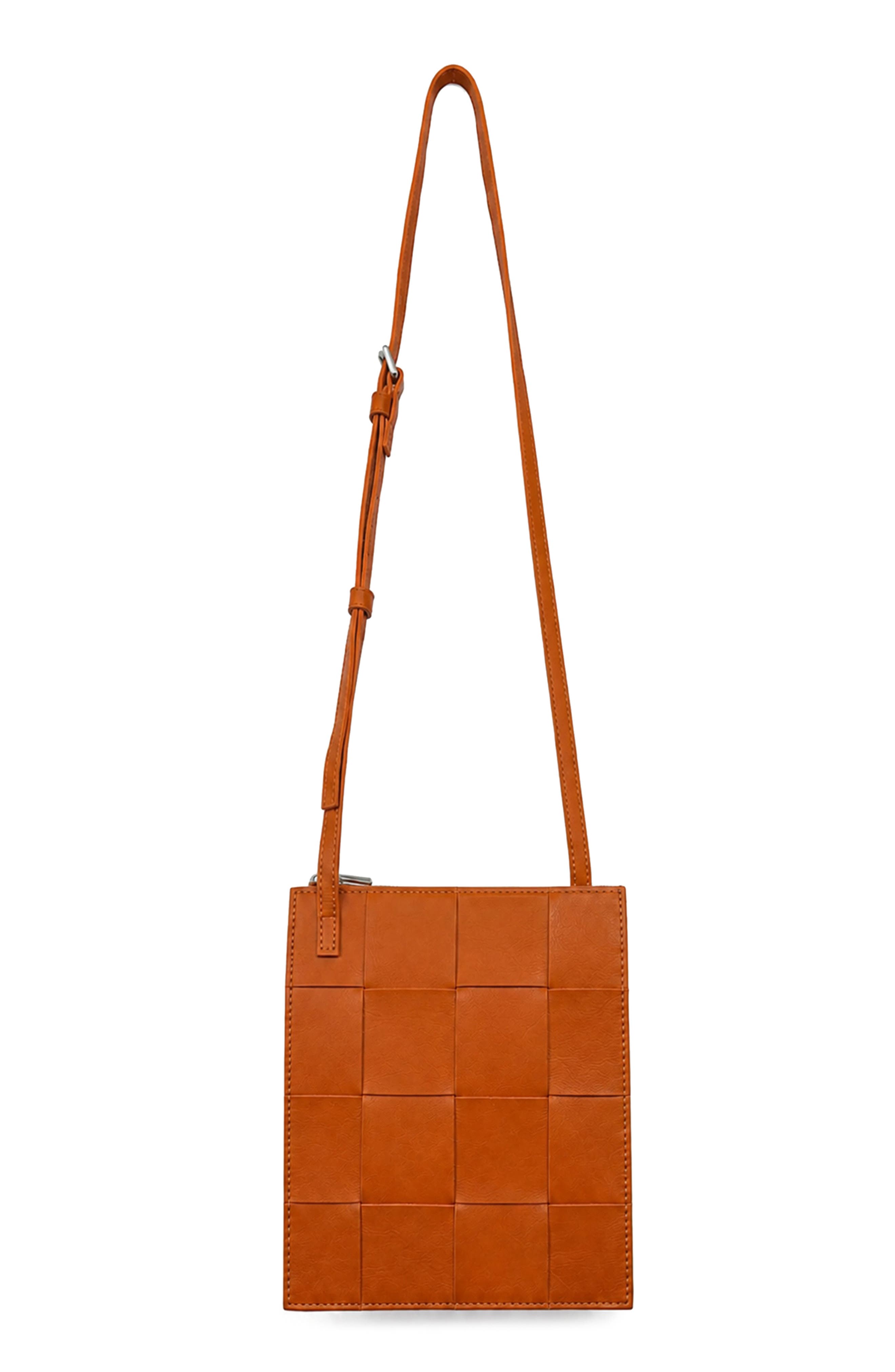 Polly Woven Leather Crossbody Bag, Main, color, CARAMEL