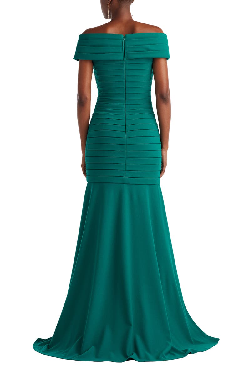 Tadashi Shoji Pleated Off the Shoulder Mermaid Gown, Alternate, color, 