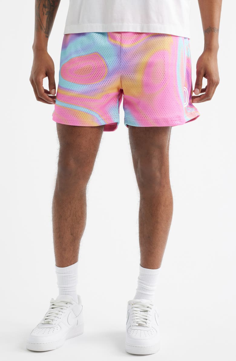 OVERTIME Splash Mesh Shorts, Main, color, Pink