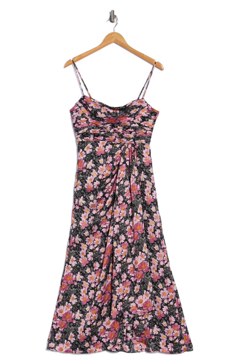 Cinq à Sept Kasia Floral Print Sleeveless Dress, Alternate, color, Black/ Mauve Orchid