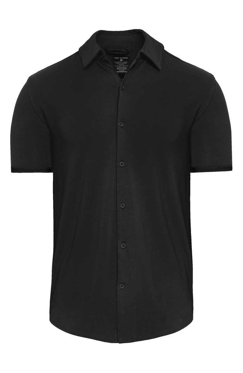 True Classic Comfort Knit Short Sleeve Button-Up Shirt, Alternate, color, Black