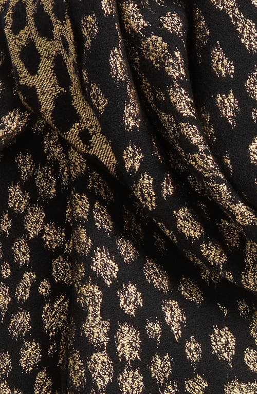 Valentino Garavani Metallic Leopard Virgin Wool & Cashmere Fringe Scarf In Brown