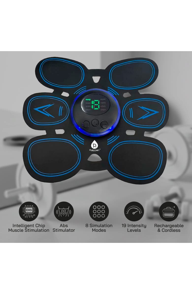 PURSONIC Abdominal Muscle Toner & Massager, Alternate, color, Black
