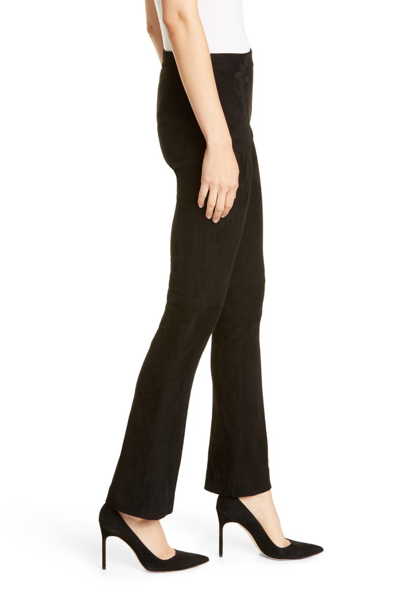 Stretch Suede Kick Pants, Alternate, color, BLACK