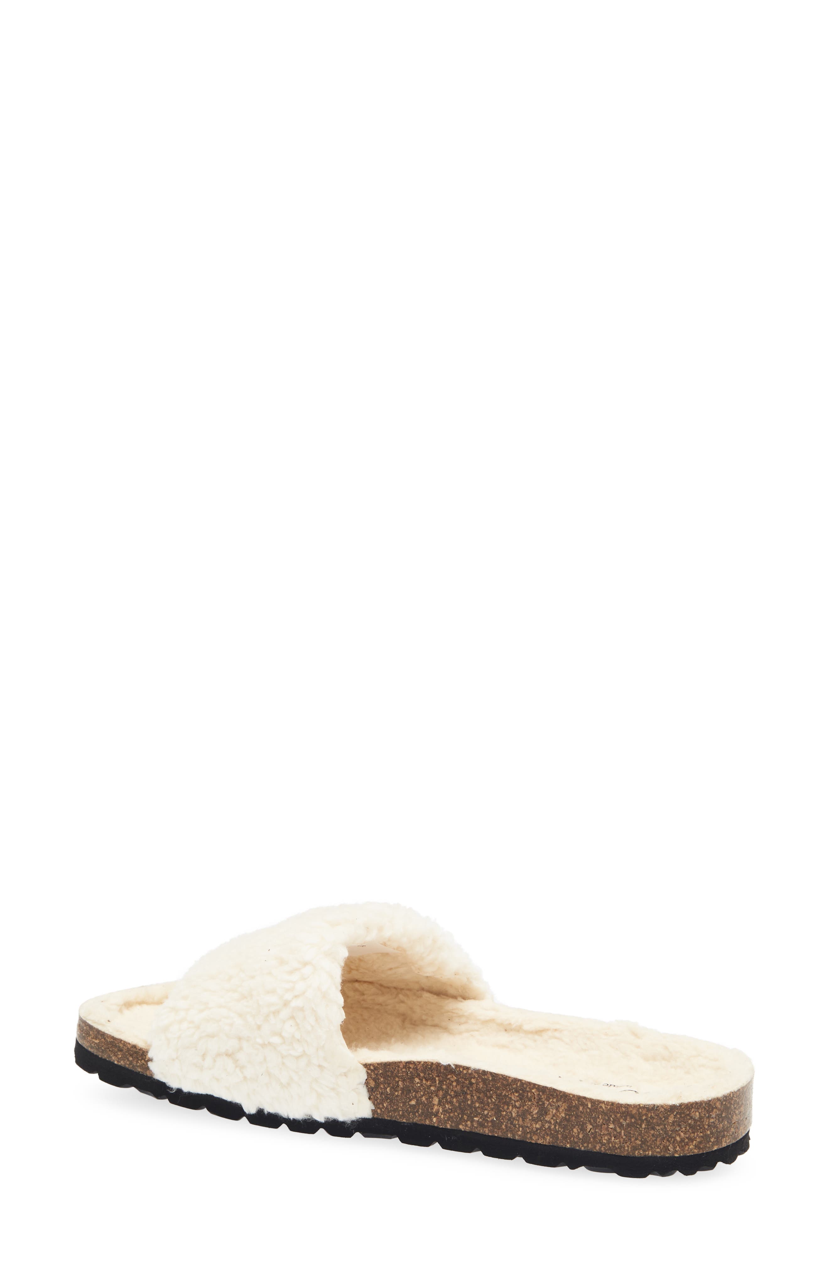 Mylie Faux Fur Slide Sandal, Alternate, color, CREME