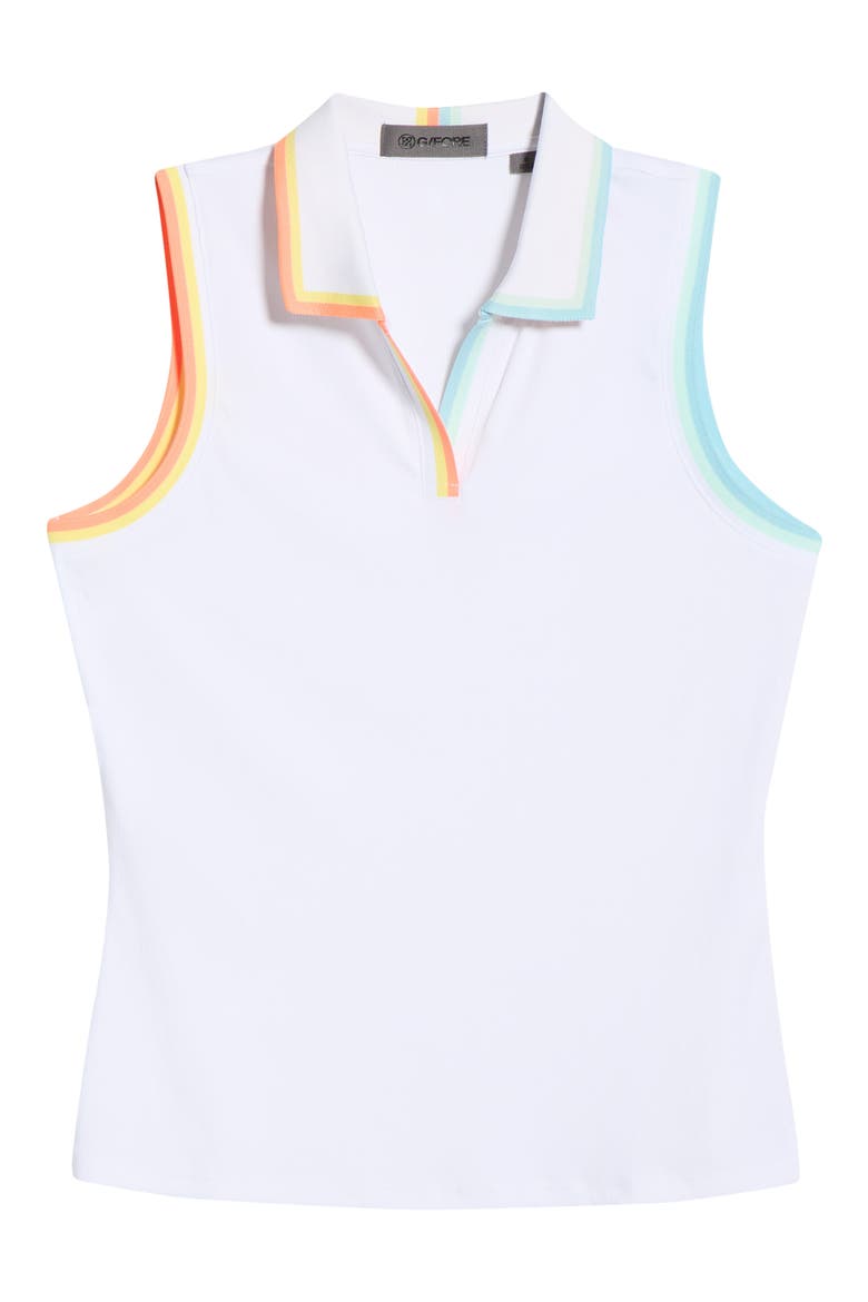 Johnny Collar Tech Sleeveless Polo, Alternate, color, SNOW / CENOTE
