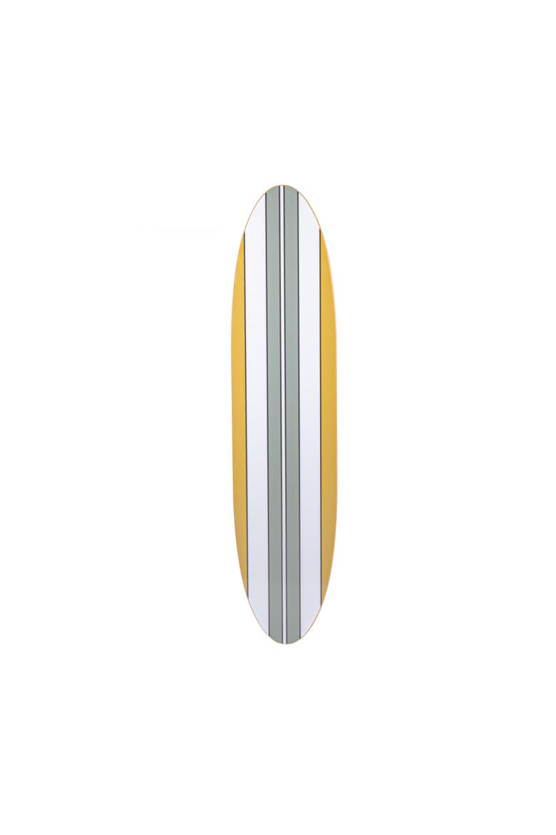 65.5 Inches Reclaimed Wood Striped Surfboard Wall Décor, Multicolor, Alternate, color, Grey
