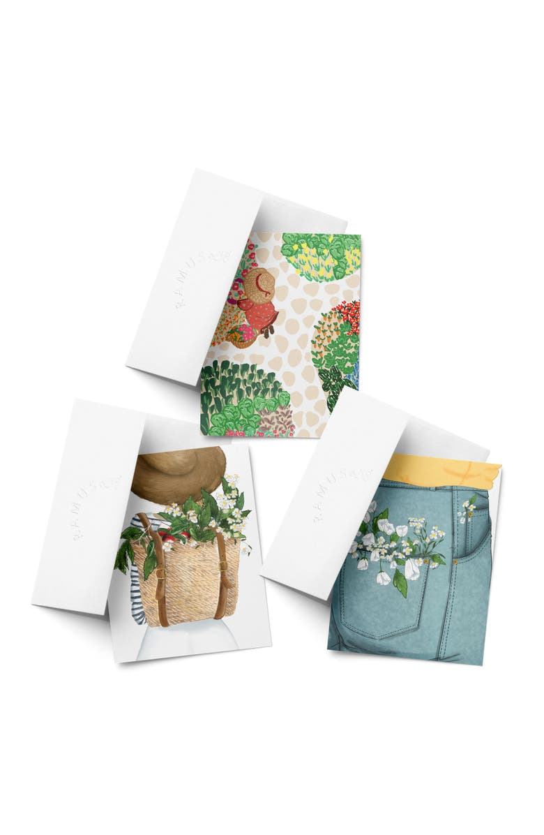 Ramus & Co Spring Assorted Greeting Card Pack (3ct) "Garden, Harvest Girl, Pocket Flowers", Main, color, Multi-Pack