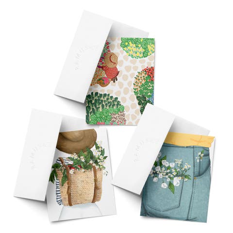 Spring Assorted Greeting Card Pack (3ct) "Garden, Harvest Girl, Pocket Flowers"
