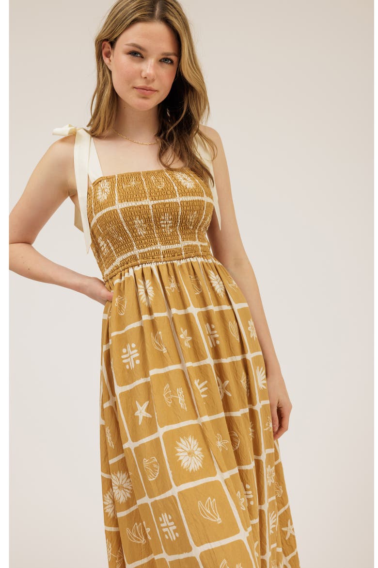 Shoulder Tie Midi Dress, Alternate, color, KHAKI