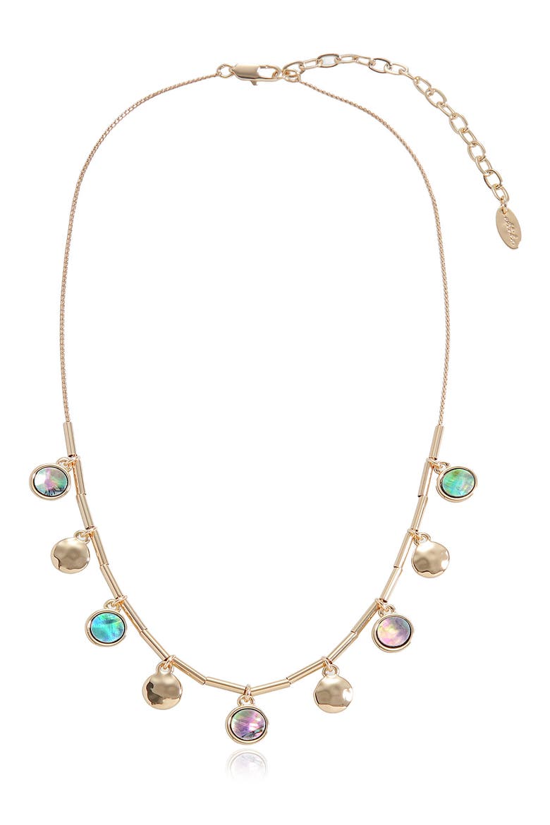 Abalone Disc Charm Frontal Necklace, Main, color, GOLD