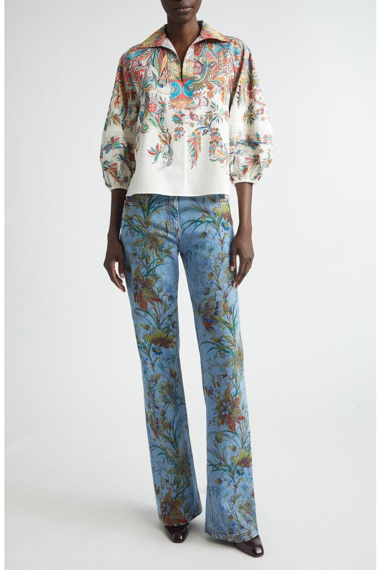 Floral Paisley Cotton Top, Alternate, color, PRINT ON WHITE BASE