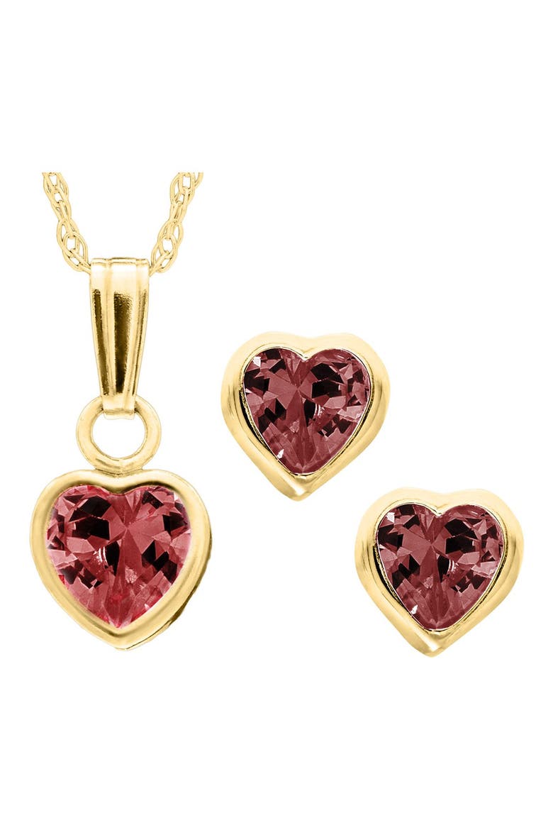 14k Gold Birthstone Necklace & Stud Earrings, Alternate, color, JUNE