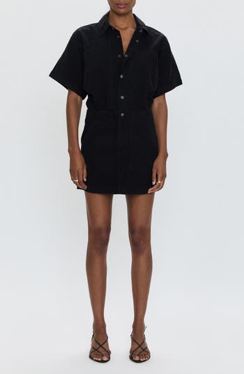 Pistola Tully Front Snap Minidress In Black