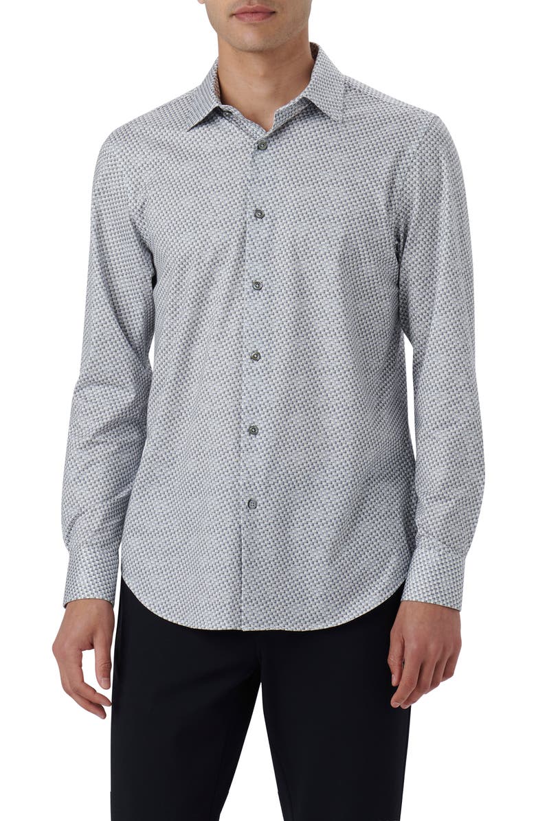 Bugatchi James OoohCotton<sup>®</sup> Mosaic Print Button-Up Shirt, Main, color,