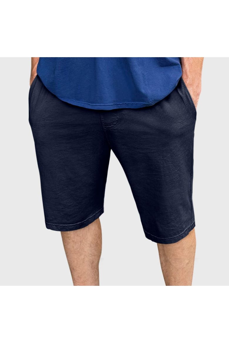 Mens Super-Soft 100% Cotton UPF 50+ Athletic Workout Shorts w/Pockets, Main, color, Dark Navy