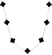 The Lovery Fine Jewelry Small Onyx Clover Necklace