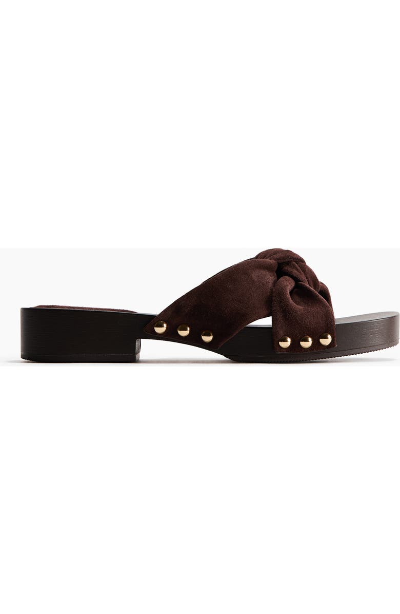 H&M Suede Sandals, Main, color, Dark Brown