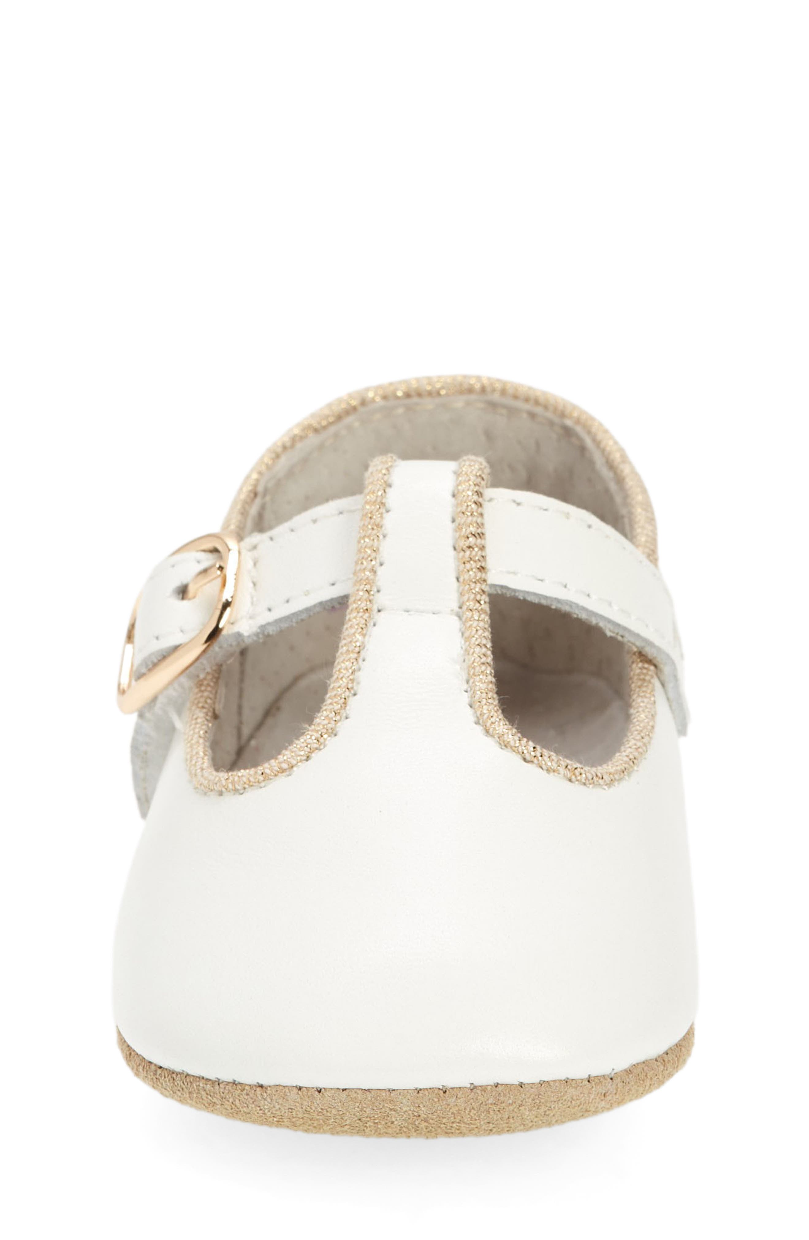 L'AMOUR Evie T-Strap Crib Shoe, Alternate, color, White