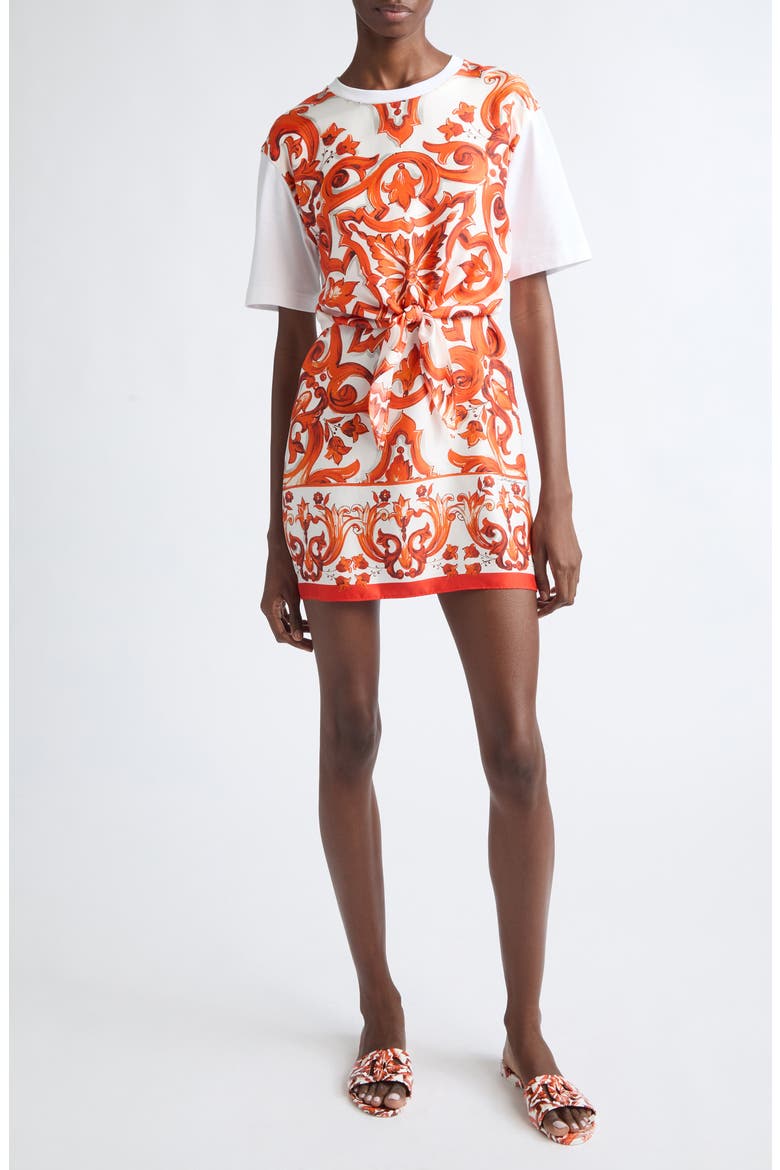 Majolica Cotton Jersey T-Shirt Dress, Main, color, S9000 VARIANTE ABBINATA