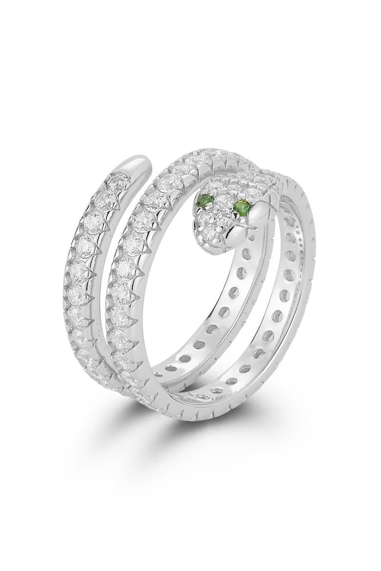 Snake Wrap Pavé Cubic Zirconia Ring, Alternate, color, SILVER