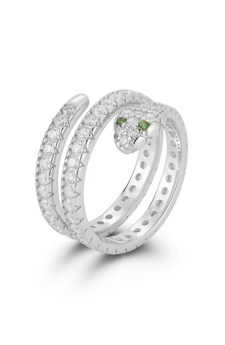 GLAZE JEWELRY Snake Wrap Pavé Cubic Zirconia Ring, Alternate, color, Silver
