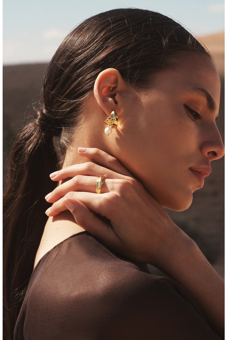 Nomade Small Freshwater Pearl Drop Earrings, Alternate, color, 18K GOLD VERMEIL / PEARL