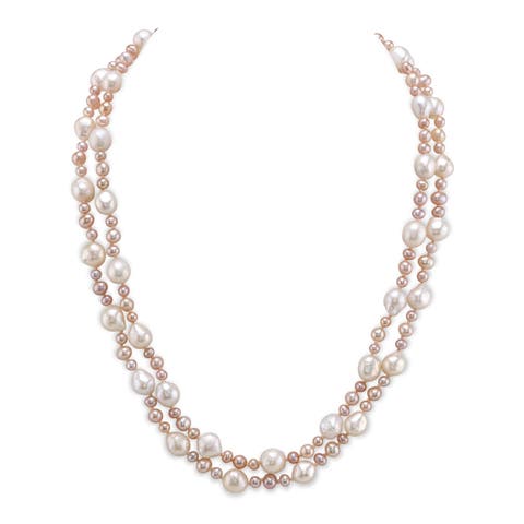 3-8mm Freshwater Multicolor Double Pearl Necklace - AAA Quality