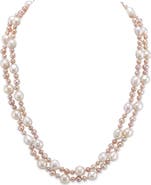 The Pearl Source 3-8mm Freshwater Multicolor Double Pearl Necklace - AAA Quality