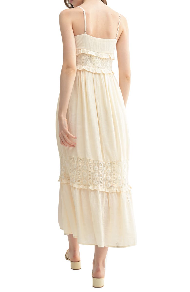 All in Favor Lace Detail Midi Dress, Alternate, color, Cream