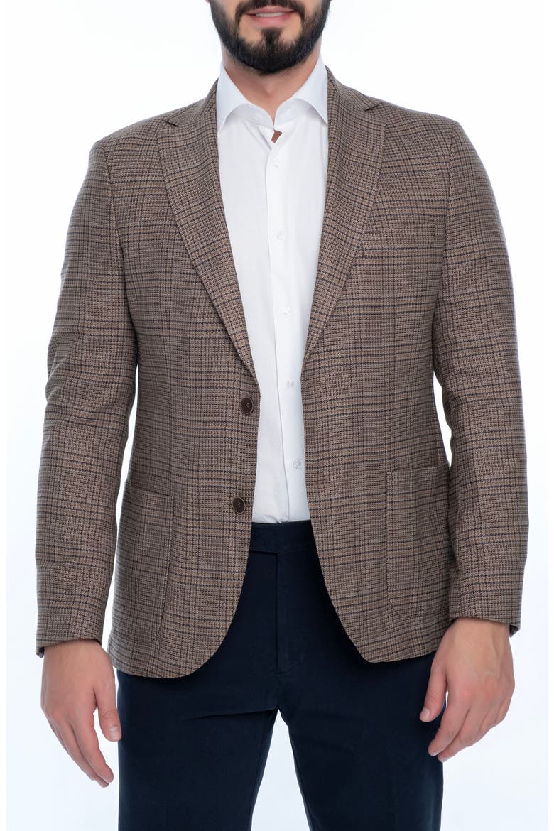 Plaid Sport Coat, Main, color, DARK BEIGE
