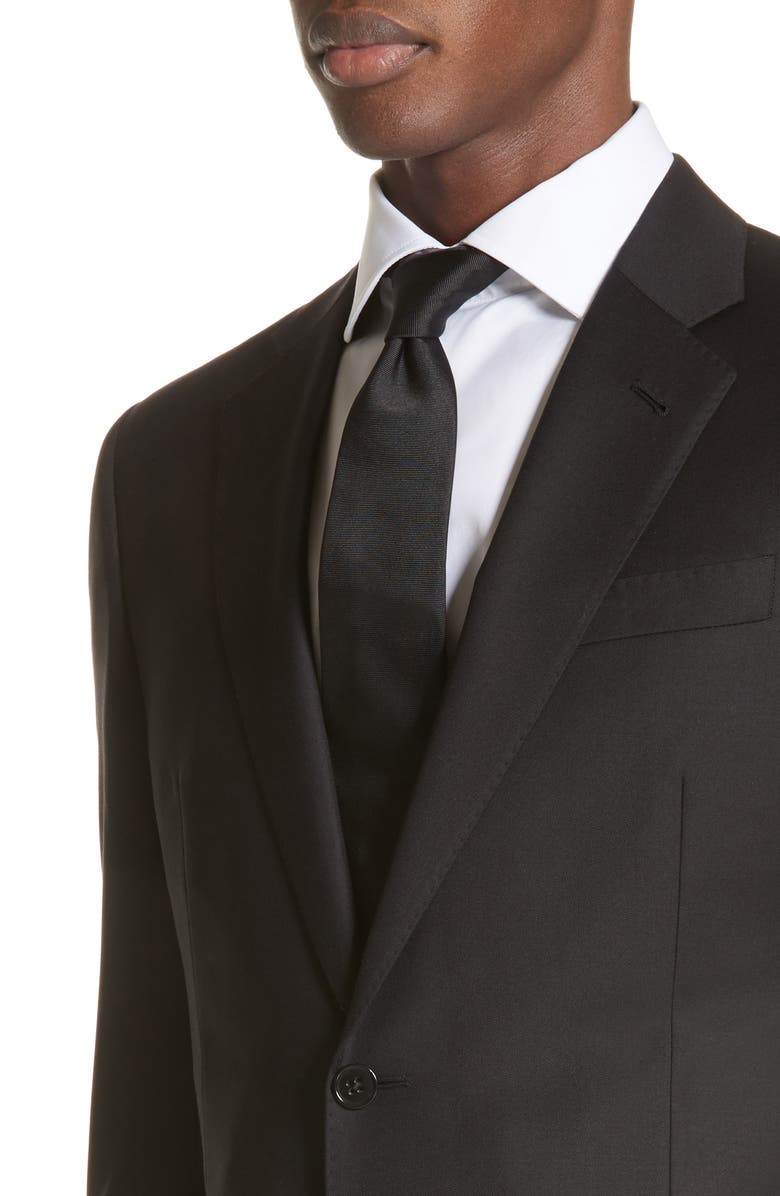 Emporio Armani Trim Fit Solid Wool Suit, Alternate, color, Solid Black