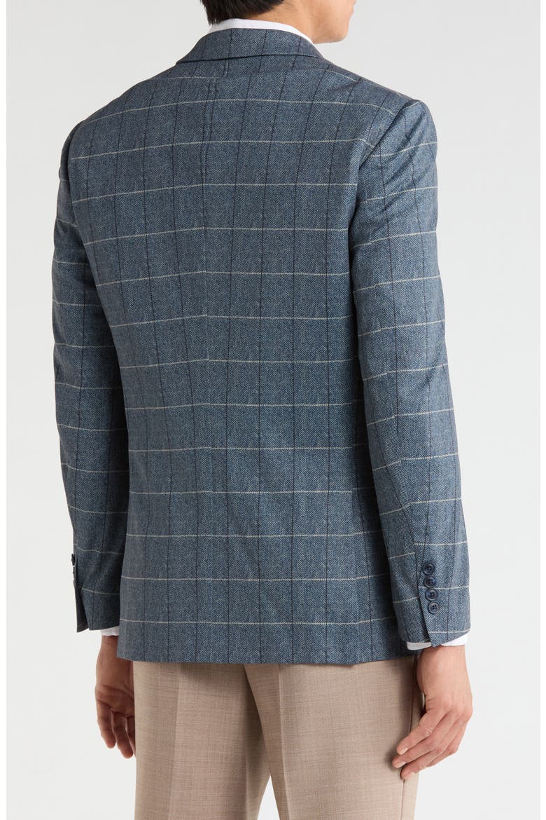 Slim Fit Windowpane Plaid Stretch Knit Sport Coat, Alternate, color, BLUE