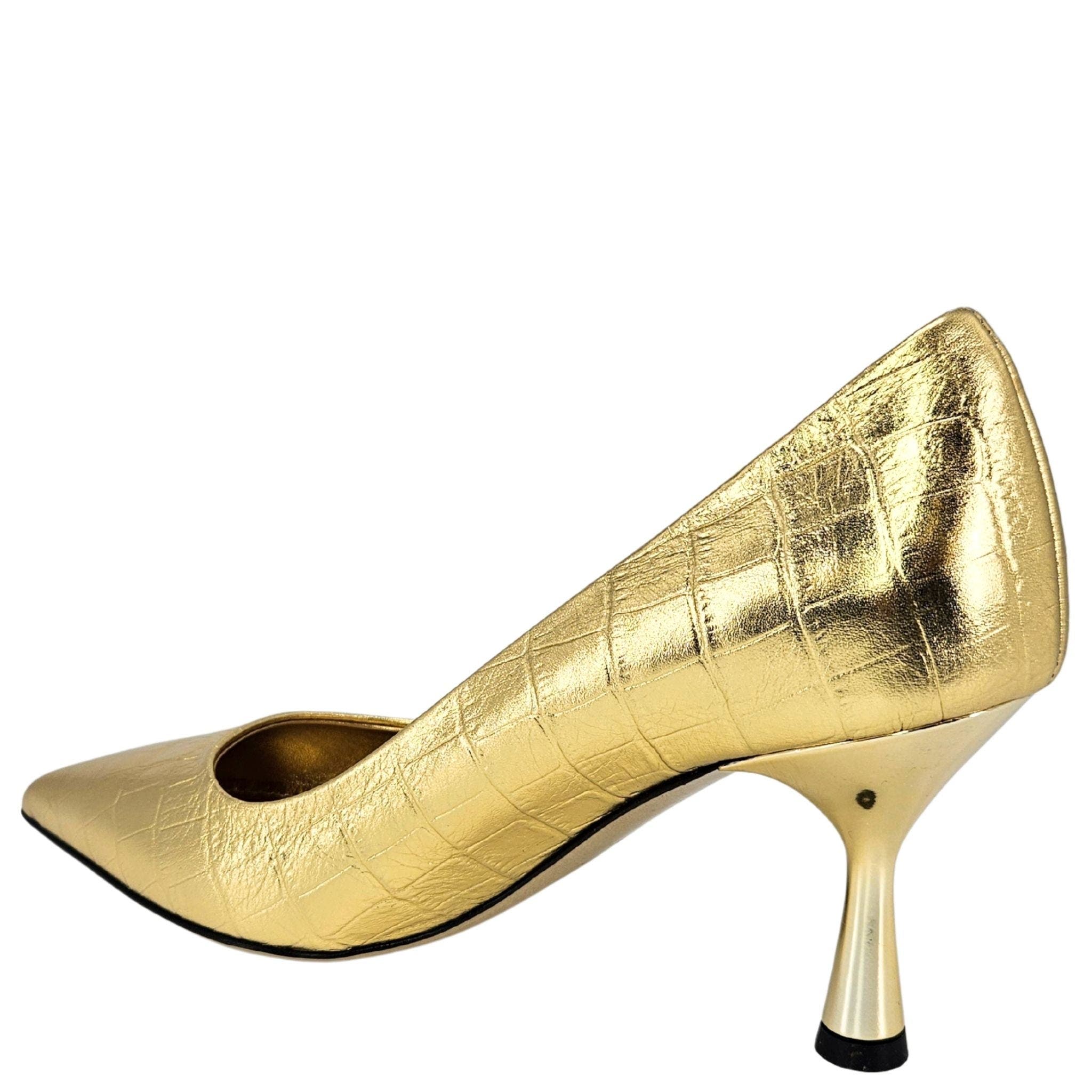 Moc Croc Hi Heel Pump, Alternate, color, gold