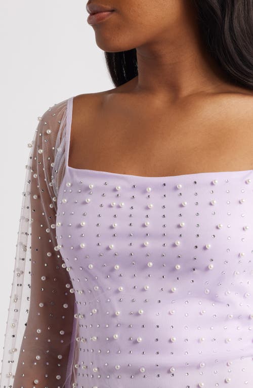 Jump Apparel Beaded & Rhinestone Long Sleeve Minidress