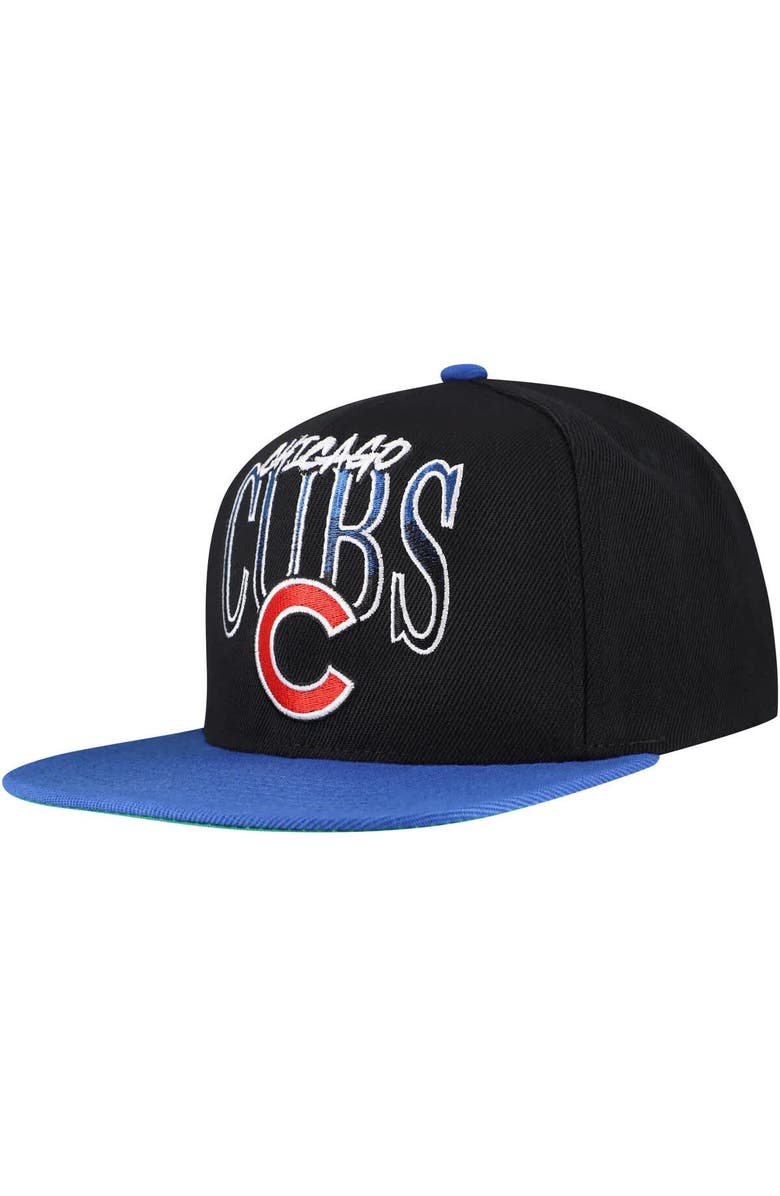 Mitchell & Ness Men's Mitchell & Ness Black Chicago Cubs Rise Up Snapback Hat, Main, color, Black
