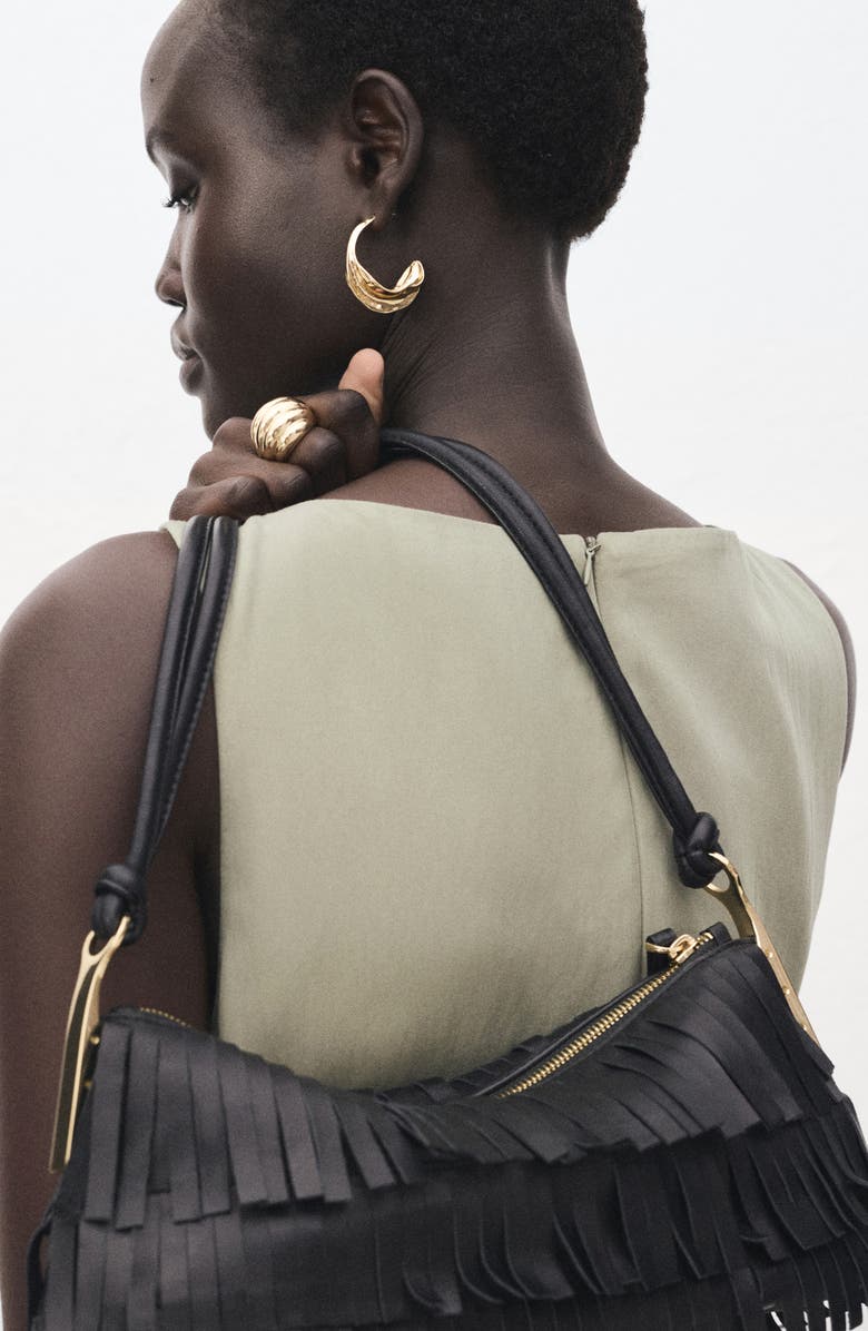 MANGO Pleated Sleeveless Minidress, Alternate, color, Khaki Green