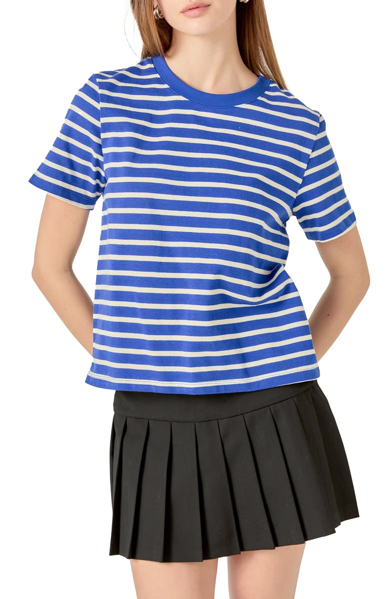 English Factory Stripe T-Shirt, Alternate, color, Navy