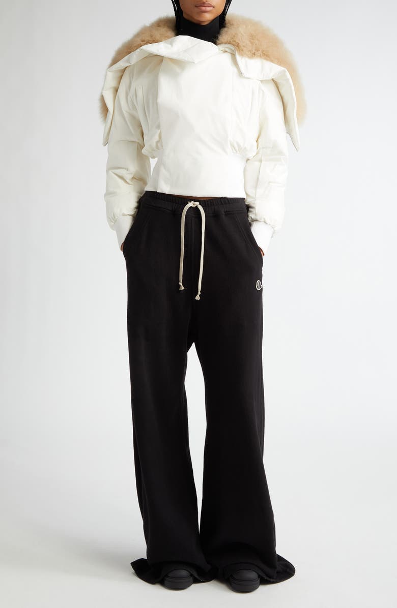 Moncler Alice Short Down Parka with Genuine Goat Hair Trim, Alternate, color, 