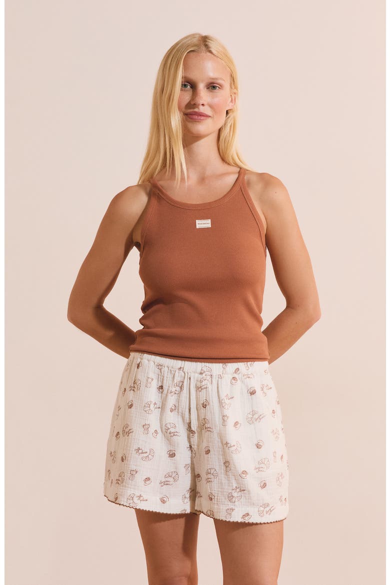 Biscuit Cotton Gauze Sleep Shorts, Alternate, color, WHITE