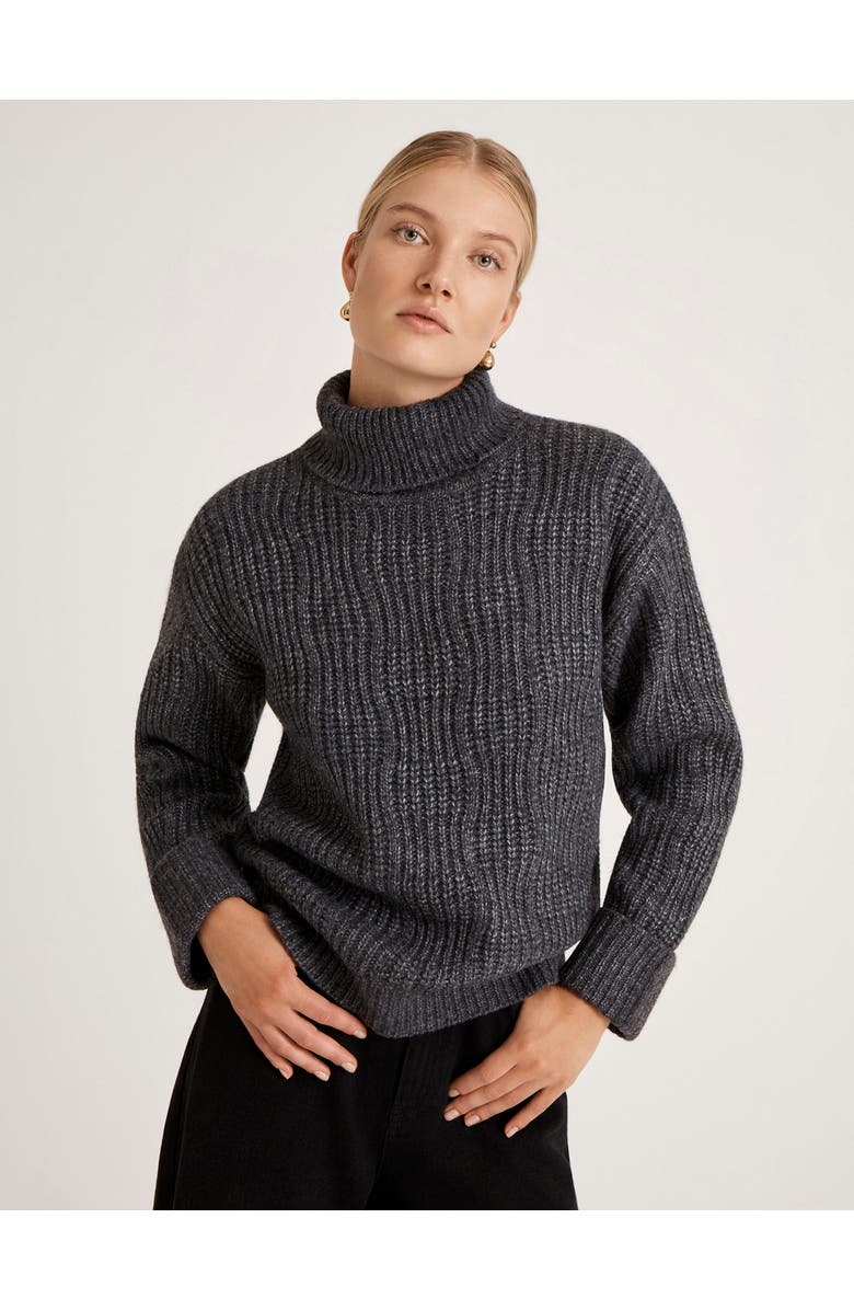 Finery London Albie Roll Neck Knitted Sweater, Main, color, Charcoal