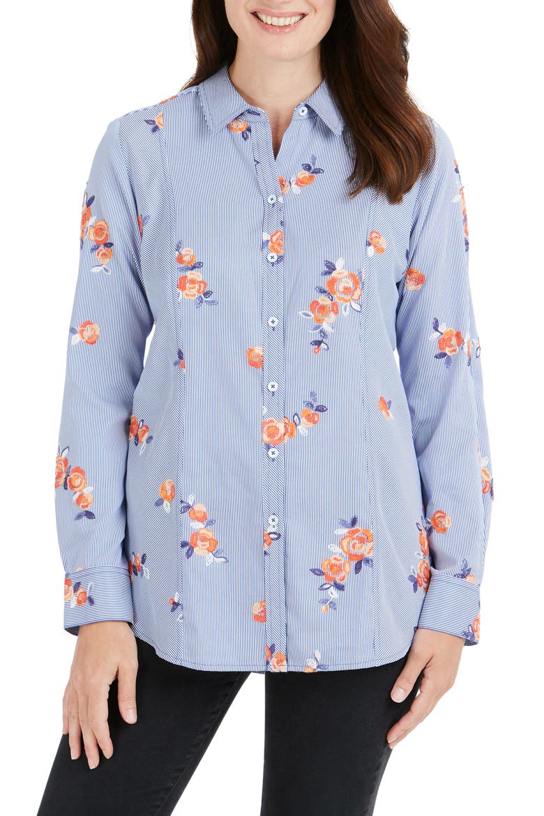 Riley Embroidered Shirt, Main, color, PERFECT PERIL