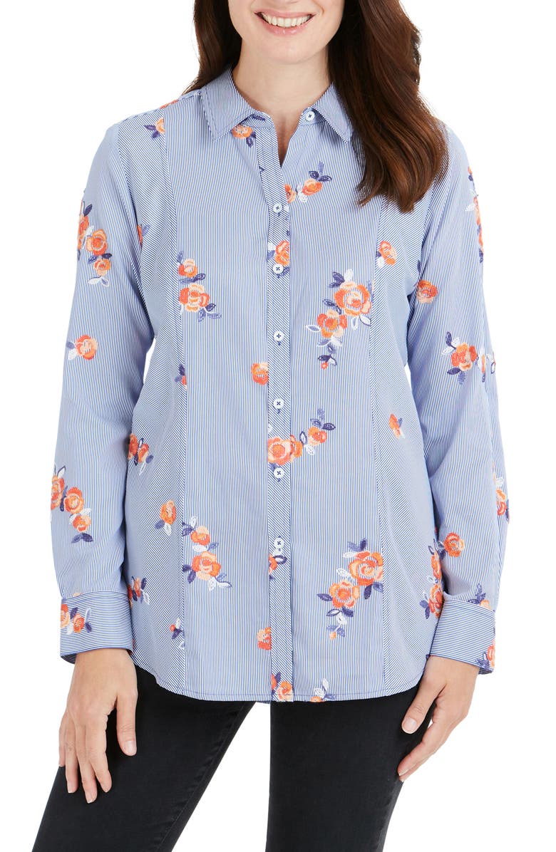 Foxcroft Riley Embroidered Shirt, Main, color, 