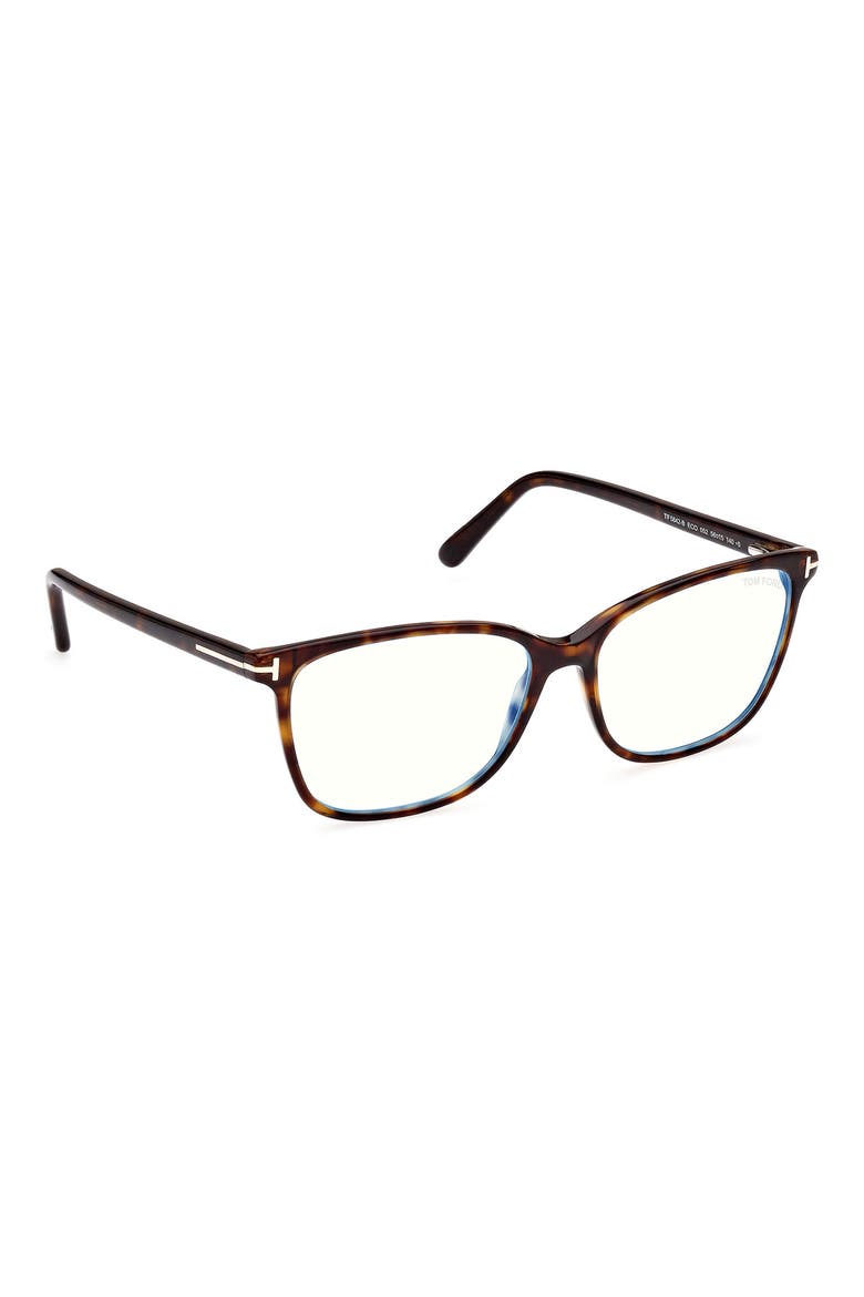 56mm Rectangular Blue Light Blocking Glasses, Alternate, color, DARK HAVANA