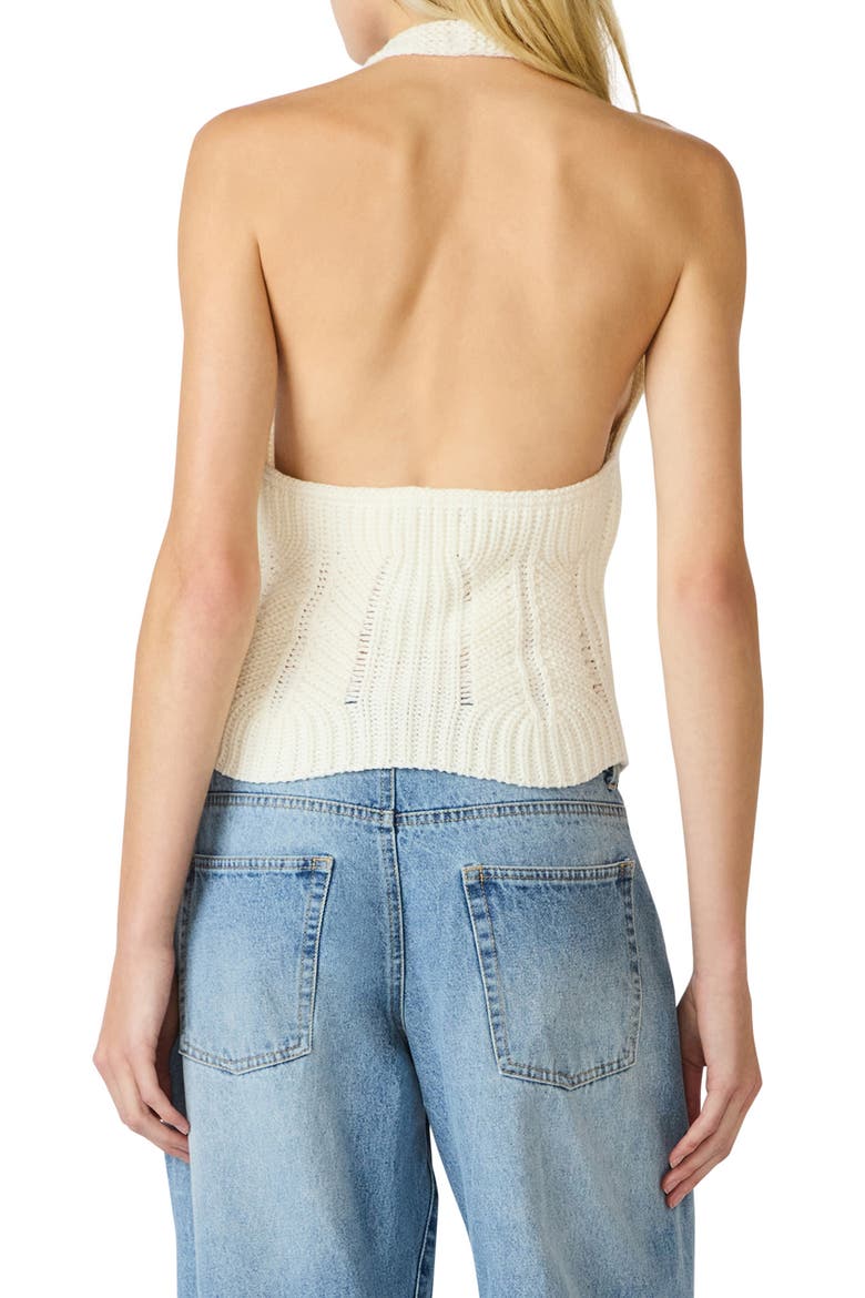 Opal Floral Embroidered Crochet Knit Halter Top, Alternate, color, NATURAL