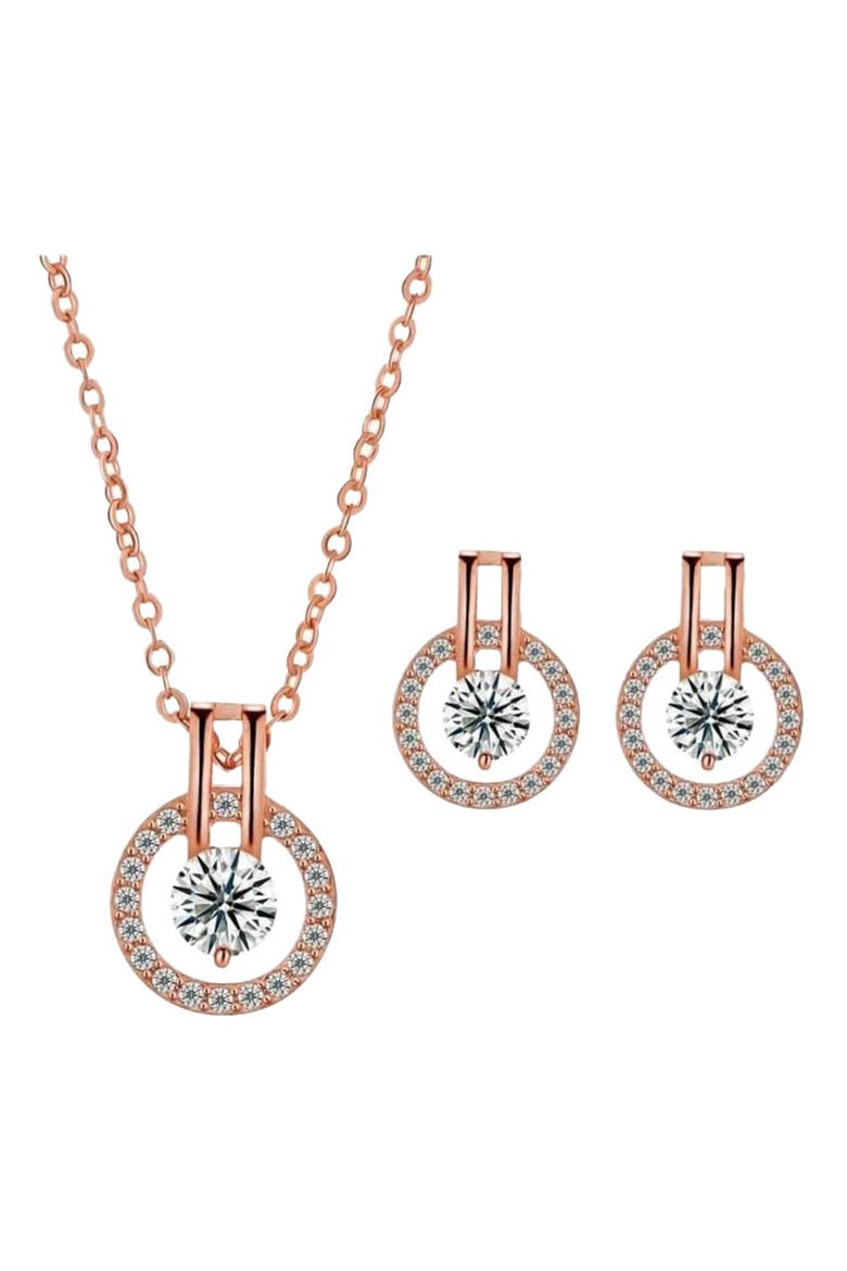 Cubic Zirconia Necklace and Earring Set, Main, color, Gold