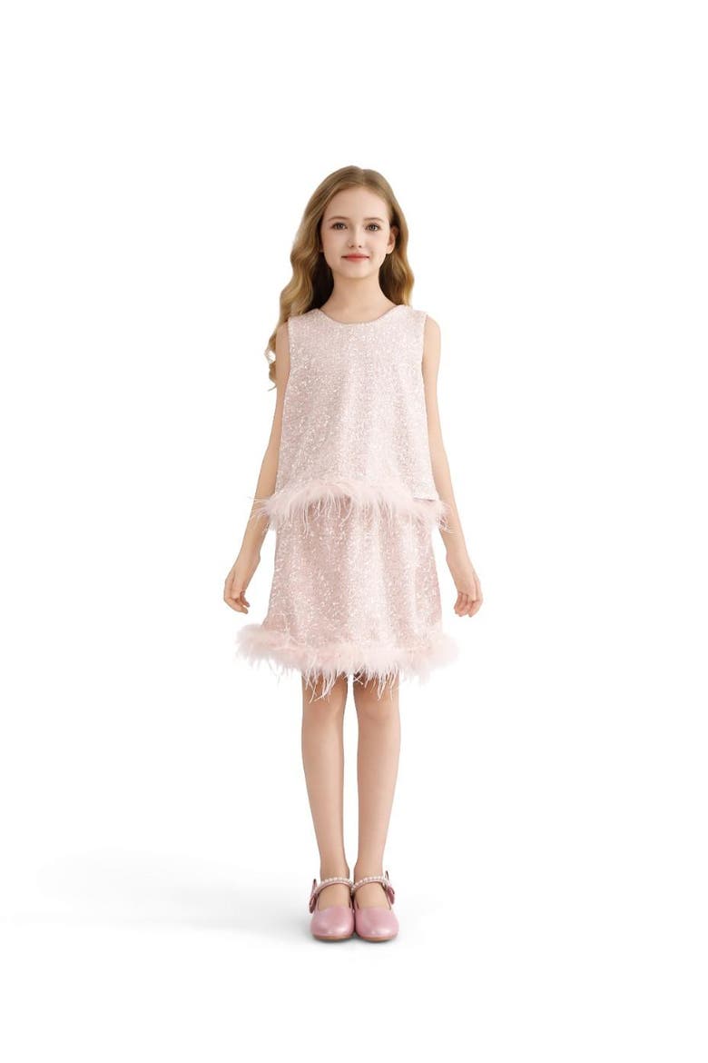 Sequin Feather-Trim Set, Main, color, Pink