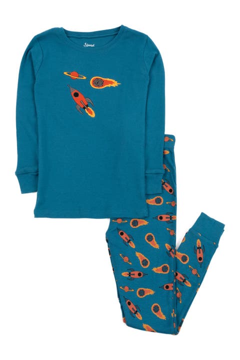 LEVERET Rocket Pajama Set