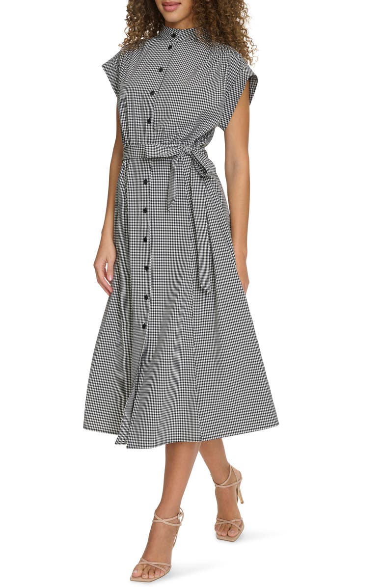 Calvin Klein Mini Gingham Check Short Sleeve Shirtdress, Alternate, color,